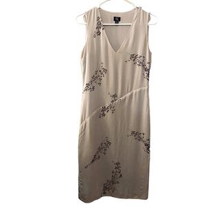 Vintage Calvin Klein silk Size 2light grey  floral sleeveless long dress